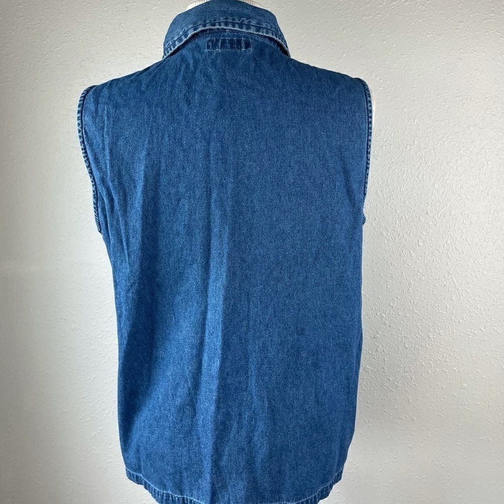 NWT Life Style Sleeveless Denim Button Down Shirt - Picture 5 of 7